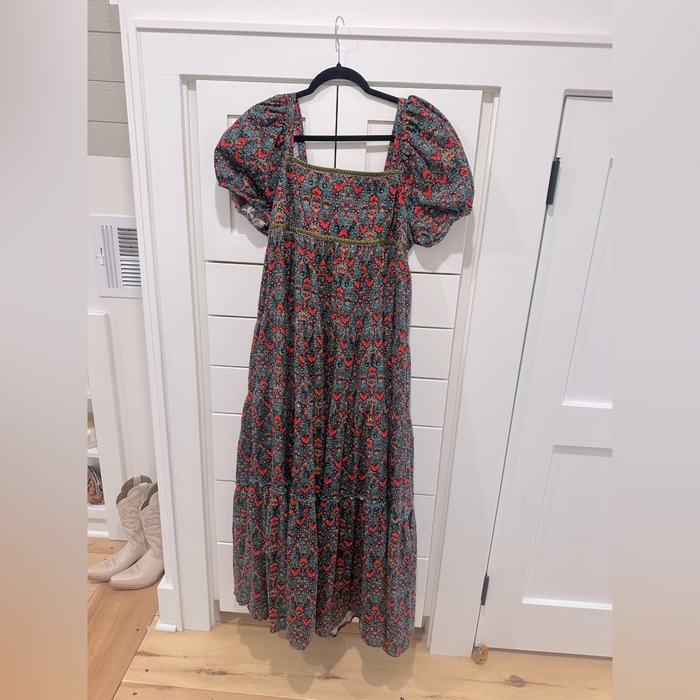Free People Floral Puff Sleeve Maxi Dress size Small